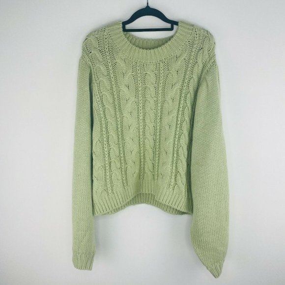 Billabong BNWT Bluesday Cable Knit Jumper Women's Size 12 Mint Green Sweater - Picture 5 of 11